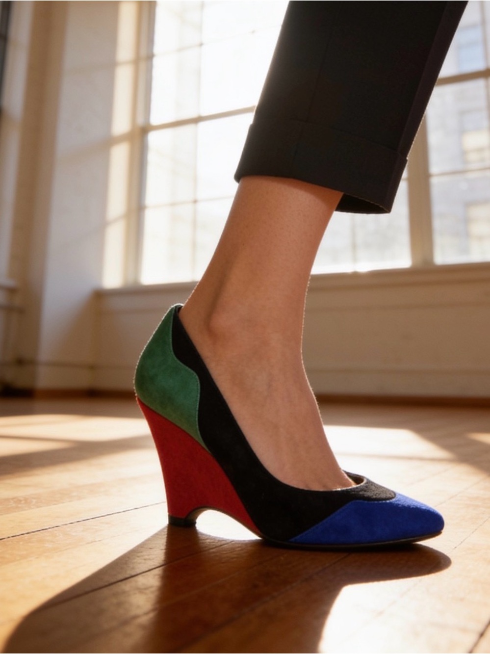 Sergio Zelcer Spanish Leather Collection Open Heel Pointed Toe Heels Black